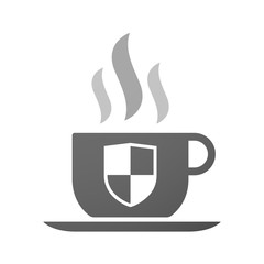 Cup of coffee icon  with a shield