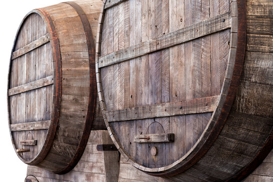 Oak barrels in a winery, brewery or distillery