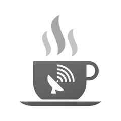 Cup of coffee icon  with a satellite dish