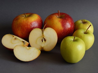 Green and red apples