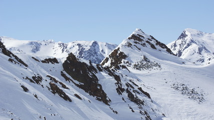 beautiful rocky peaks of the mountains in winter