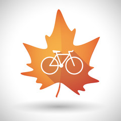 Autumn leaf icon with a bicycle