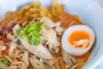 Noodle spicy soup thai style tom yum condensed water with boiled