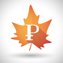 Autumn leaf icon with a ruble sign