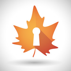 Autumn leaf icon with a key hole