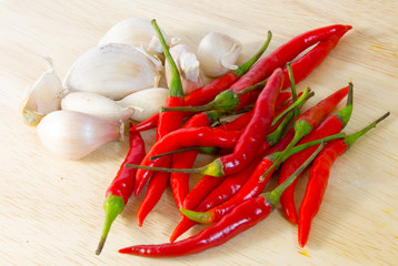 dried chilli on wood