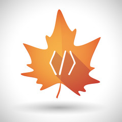 Fototapeta premium Autumn leaf icon with a code sign