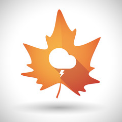 Autumn leaf icon with a stormy cloud