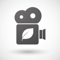 Cinema camera icon with a leaf