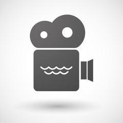 Cinema camera icon with a water sign