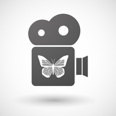 Cinema camera icon with a butterfly