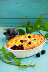 Summer cake with blackberries.