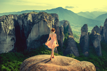 Woman enjoying nature on the mountains