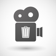 Cinema camera icon with a trash can