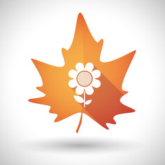 Autumn leaf icon with a flower