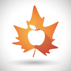 Autumn leaf icon with an apple