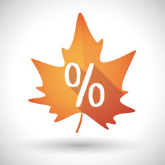 Autumn leaf icon with a discount sign