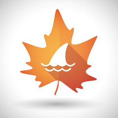 Autumn leaf icon with a shark fin