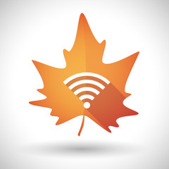 Autumn leaf icon with a radio signal sign