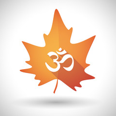 Autumn leaf icon with an om sign