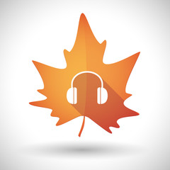 Autumn leaf icon with a earphones