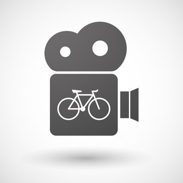 Cinema camera icon with a bicycle