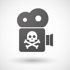 Cinema camera icon with a skull