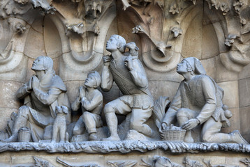 Fototapeta na wymiar Nativity faсade of Sagrada Familia Temple, Barcelona,Catalonia, Spain