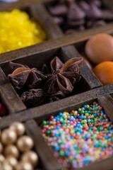 vibrant sugar cake decorations in box