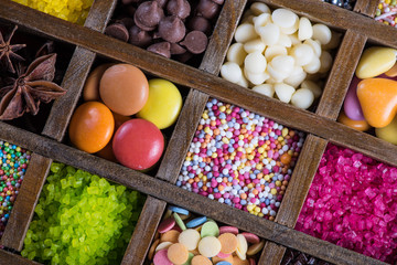 vibrant assorted sugar decorations