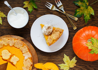 Pumpkin Pie on Thanksgiving Day feast.