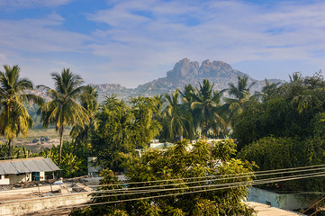 Rooftops of the village of Hampi, India.