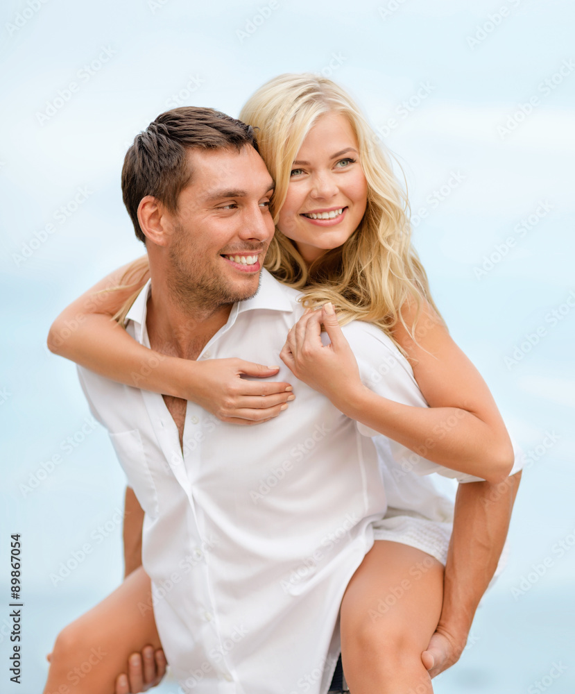 Canvas Prints couple at seaside