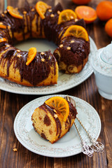 Chocolate orange cake with frosting.