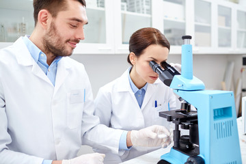 young scientists making test or research in lab