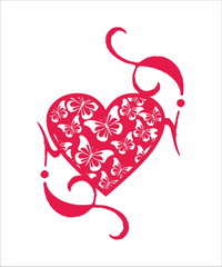 Decorative heart and  butterfly
