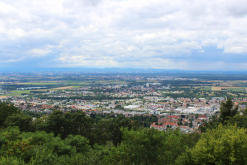 Fototapeta na wymiar weinheim at mountain road (an der bergstraße), top view