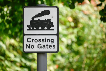 Crossing No Gates sign 