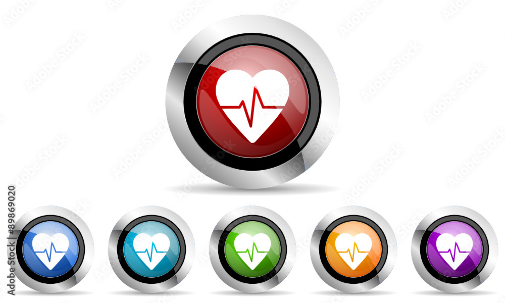 Poster pulse vector icons set