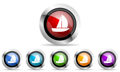 boat vector icons set