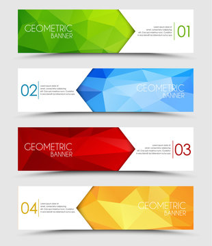 Set of geometric polygonal banners