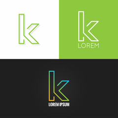 letter K logo alphabet design icon set background