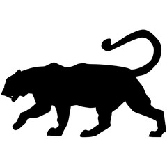 Vector black tiger is walking and roaring loudly