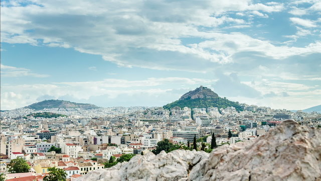 View of the ancient city of Athens, time lapse