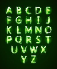 Low poly cristal alphabet font. Vector illustration