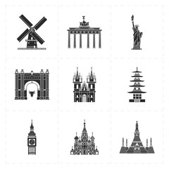 9 flat landmark icons