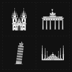 4 flat landmark icons