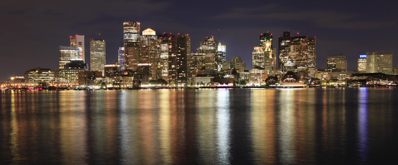 Naklejka premium Boston skyline at night, USA