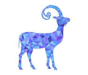 Vector New Year geometrical goat made of triangles
