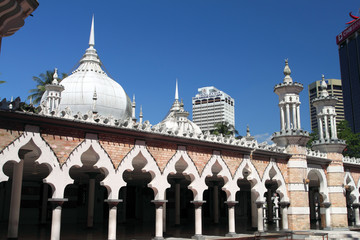 Historic mosque, Masjid Jamek at Kuala Lumpur, Malaysia ..
